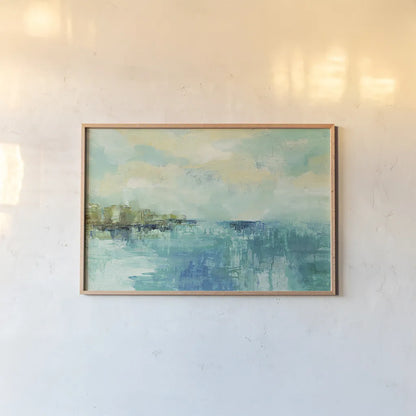 Cliff Side Town by Silvia Vassileva. shown as a paper print in a natural frame. Available as a archival giclee rolled canvas, fine art paper, or poster print. SKU 28118i.