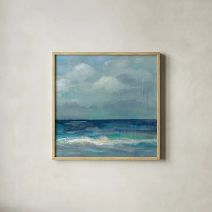 Clouds and Sea Crop III by Silvia Vassileva. Shown in a natural wood glass frame for a timeless modern aesthetic. Available as an archival giclee rolled canvas, fine art paper, or poster print. SKU 60288a.