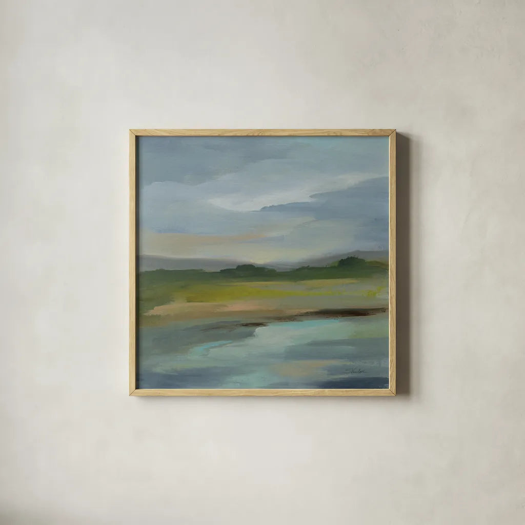 Clouds and Shadows by Silvia Vassileva. Shown in a natural wood glass frame for a timeless modern aesthetic. Available as an archival giclee rolled canvas, fine art paper, or poster print. SKU 71189a.