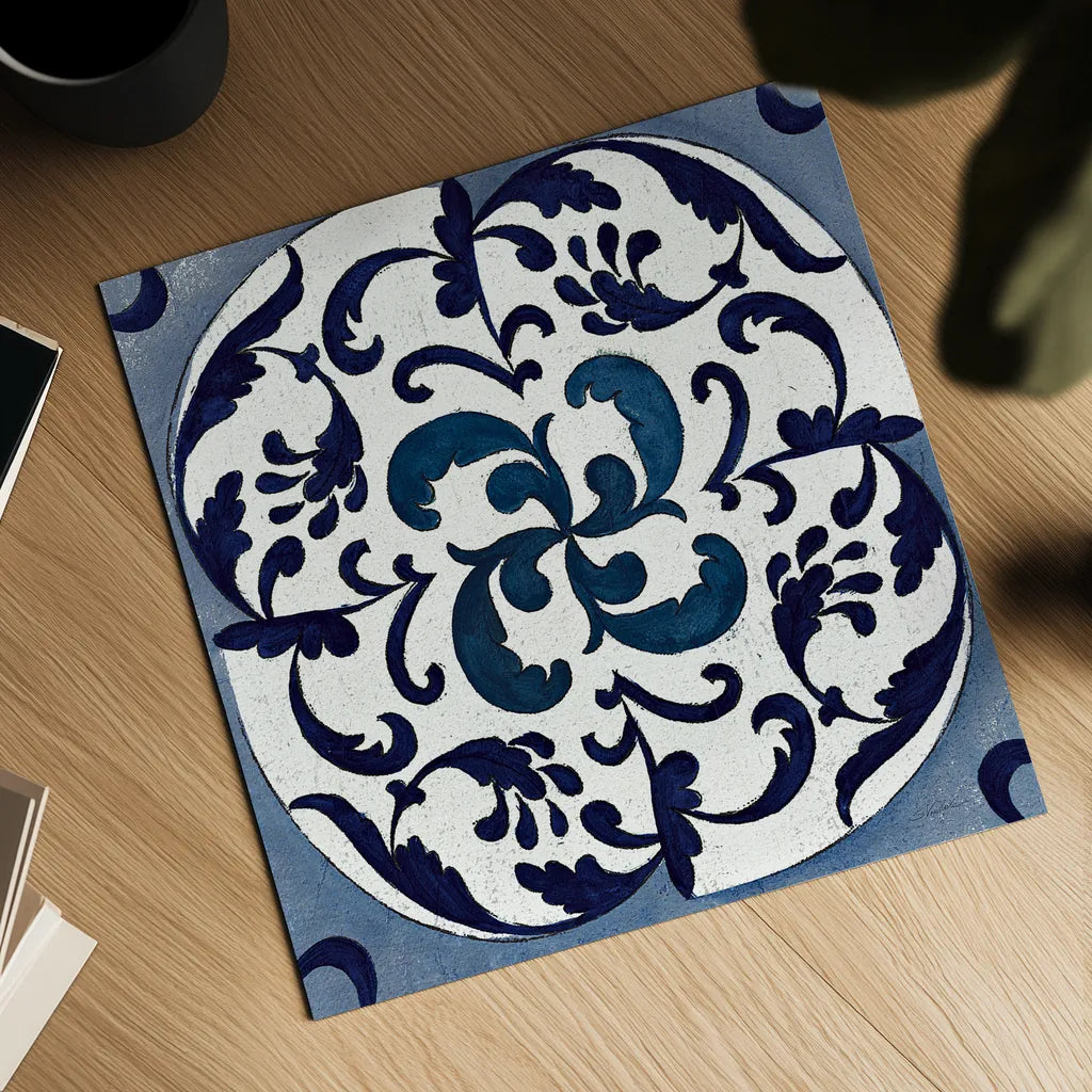 Coast Lines I Indigo and Cream by Silvia Vassileva. Shown as a detailed flat fine art print, highlighting archival giclee quality. Available as an archival giclee rolled canvas, fine art paper, or poster print. SKU 29274a.