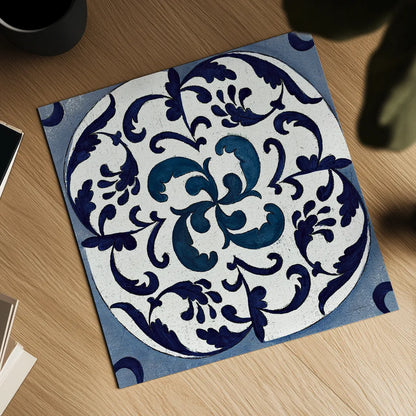 Coast Lines I Indigo and Cream by Silvia Vassileva. Shown as a detailed flat fine art print, highlighting archival giclee quality. Available as an archival giclee rolled canvas, fine art paper, or poster print. SKU 29274a.