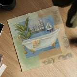Coastal Bathtub I by Silvia Vassileva. Shown as a detailed flat fine art print, highlighting archival giclee quality. Available as an archival giclee rolled canvas, fine art paper, or poster print. SKU 3765a.