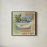 Coastal Bathtub I by Silvia Vassileva. Shown in a sleek black glass frame for a contemporary gallery look. Available as an archival giclee rolled canvas, fine art paper, or poster print. SKU 3765a.