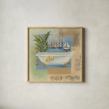 Coastal Bathtub I by Silvia Vassileva. Shown in a natural wood glass frame for a timeless modern aesthetic. Available as an archival giclee rolled canvas, fine art paper, or poster print. SKU 3765a.