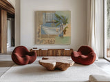 Coastal Bathtub II by Silvia Vassileva. Shown as extra-large giant wall art in a modern living room. Available as an archival giclee rolled canvas, fine art paper, or poster print. SKU 3766a.
