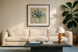 Coastal Bouquet by Silvia Vassileva. Displayed in a glass frame with matte in a clean modern living room. Available as an archival giclee rolled canvas, fine art paper, or poster print. SKU 46655a.
