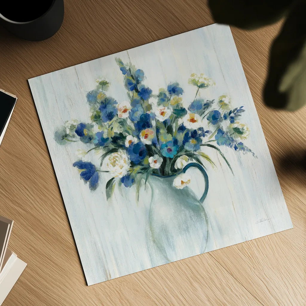 Coastal Bouquet Light by Silvia Vassileva. Shown as a detailed flat fine art print, highlighting archival giclee quality. Available as an archival giclee rolled canvas, fine art paper, or poster print. SKU 54282a.