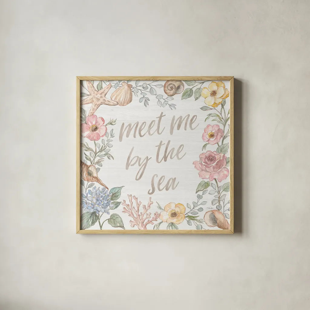 Coastal Cottage II by Silvia Vassileva. Shown in a natural wood glass frame for a timeless modern aesthetic. Available as an archival giclee rolled canvas, fine art paper, or poster print. SKU 80070a.