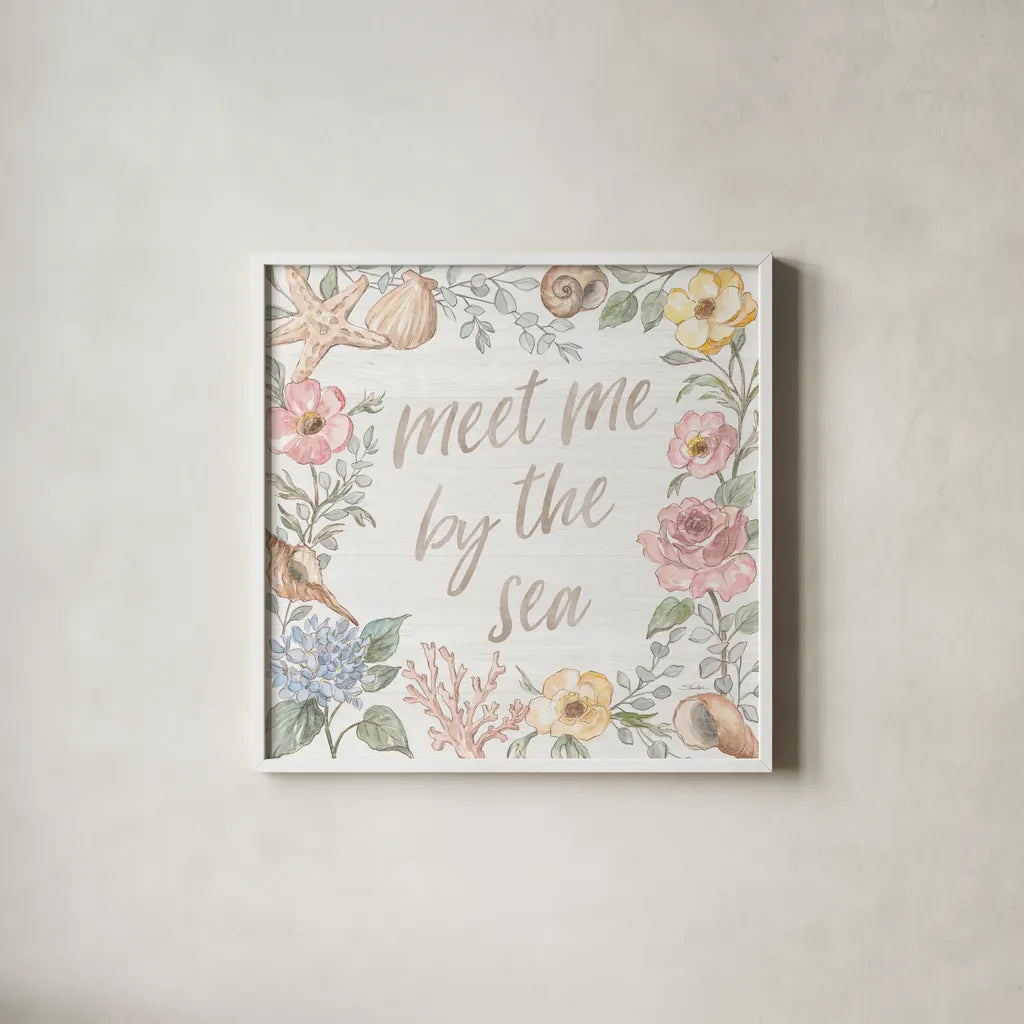 Coastal Cottage II by Silvia Vassileva. Shown in a crisp white glass frame for a clean and minimalist style. Available as an archival giclee rolled canvas, fine art paper, or poster print. SKU 80070a.