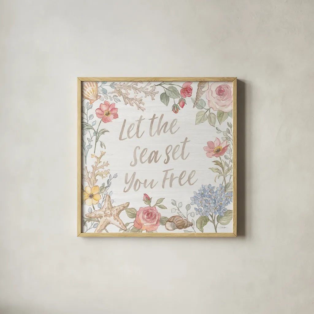 Coastal Cottage III by Silvia Vassileva. Shown in a natural wood glass frame for a timeless modern aesthetic. Available as an archival giclee rolled canvas, fine art paper, or poster print. SKU 80071a.