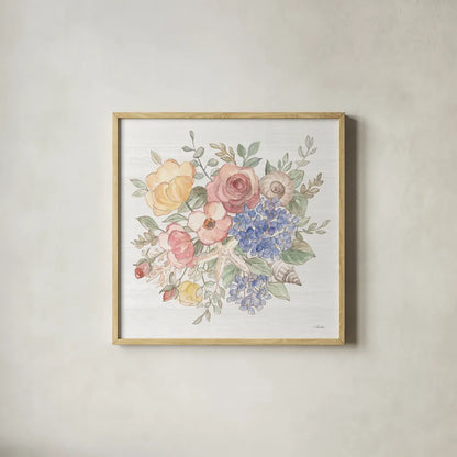 Coastal Cottage VII by Silvia Vassileva. Shown in a natural wood glass frame for a timeless modern aesthetic. Available as an archival giclee rolled canvas, fine art paper, or poster print. SKU 80075a.