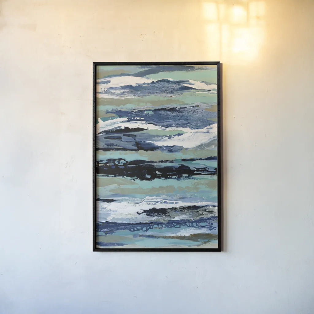 Coastal Sea Foam I by Silvia Vassileva. shown as a paper print in a black flame. Available as a archival giclee rolled canvas, fine art paper, or poster print. SKU 57261h.