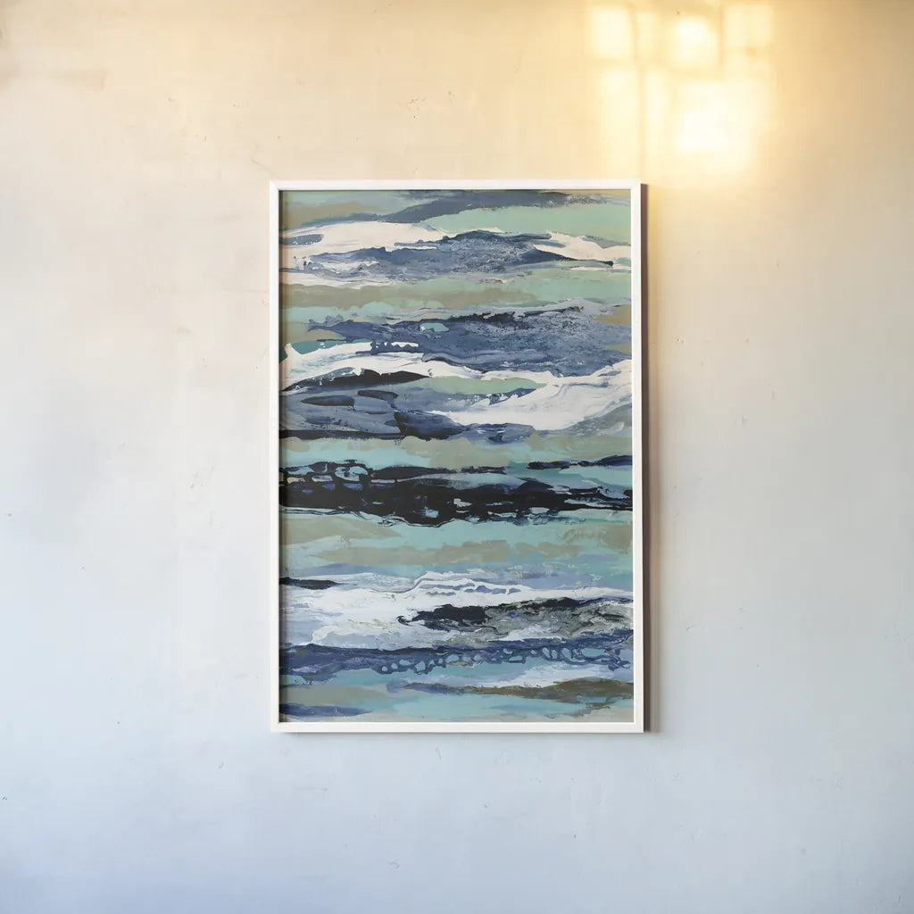 Coastal Sea Foam I by Silvia Vassileva. shown as a paper print in a white frame. Available as a archival giclee rolled canvas, fine art paper, or poster print. SKU 57261h.