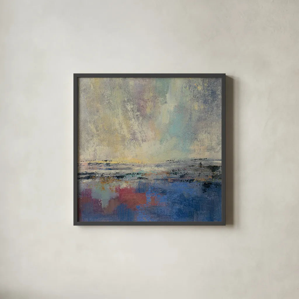 Coastal View I by Silvia Vassileva. Shown in a sleek black glass frame for a contemporary gallery look. Available as an archival giclee rolled canvas, fine art paper, or poster print. SKU 60166a.