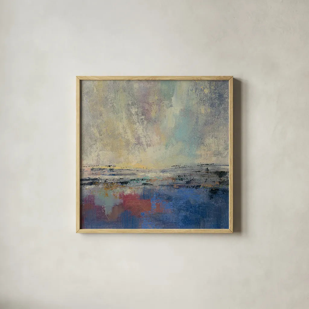 Coastal View I by Silvia Vassileva. Shown in a natural wood glass frame for a timeless modern aesthetic. Available as an archival giclee rolled canvas, fine art paper, or poster print. SKU 60166a.