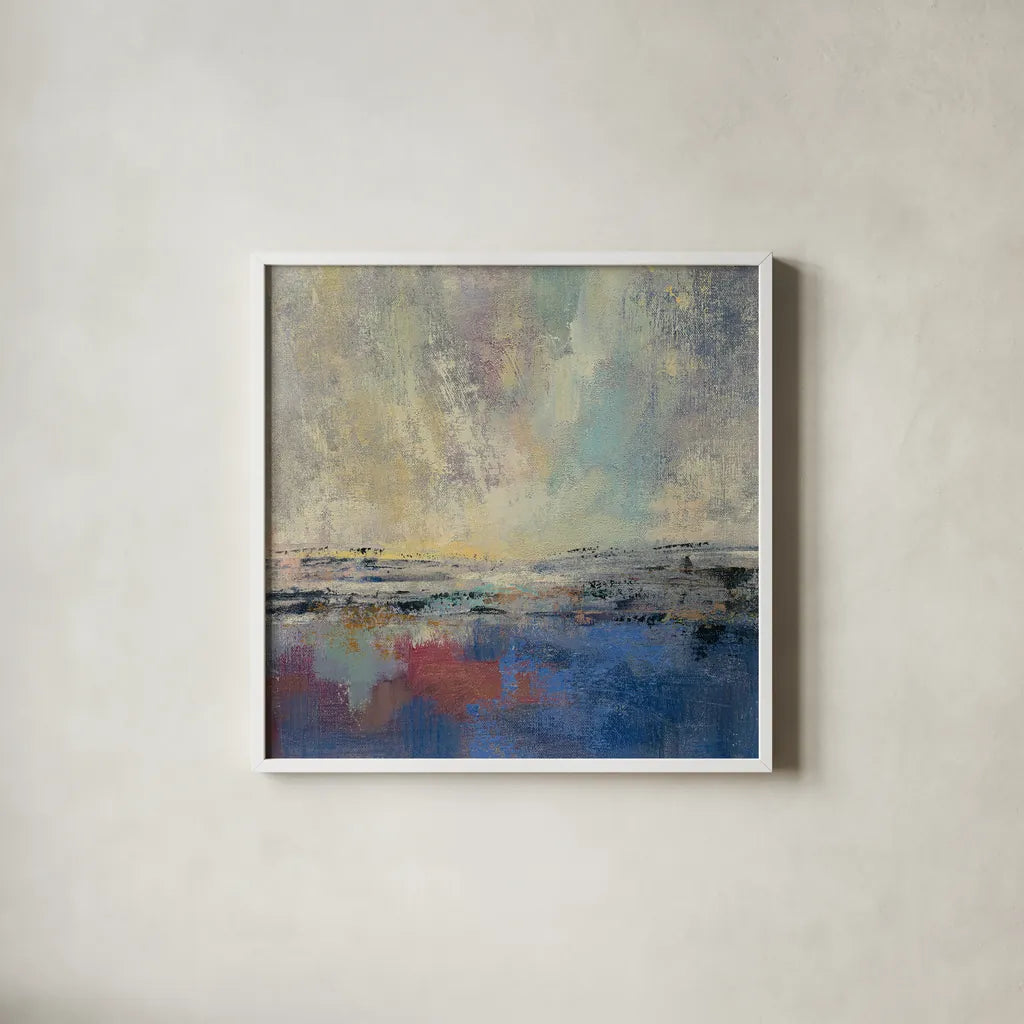 Coastal View I by Silvia Vassileva. Shown in a crisp white glass frame for a clean and minimalist style. Available as an archival giclee rolled canvas, fine art paper, or poster print. SKU 60166a.