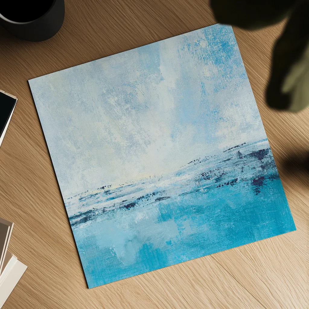 Coastal View I Aqua by Silvia Vassileva. Shown as a detailed flat fine art print, highlighting archival giclee quality. Available as an archival giclee rolled canvas, fine art paper, or poster print. SKU 65023a.