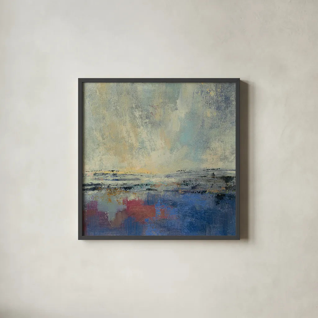Coastal View I v2 by Silvia Vassileva. Shown in a sleek black glass frame for a contemporary gallery look. Available as an archival giclee rolled canvas, fine art paper, or poster print. SKU 61340a.
