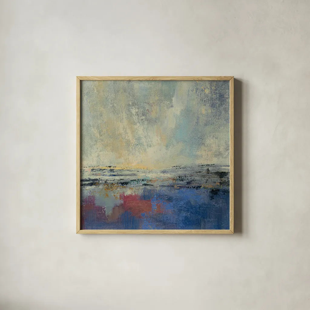 Coastal View I v2 by Silvia Vassileva. Shown in a natural wood glass frame for a timeless modern aesthetic. Available as an archival giclee rolled canvas, fine art paper, or poster print. SKU 61340a.