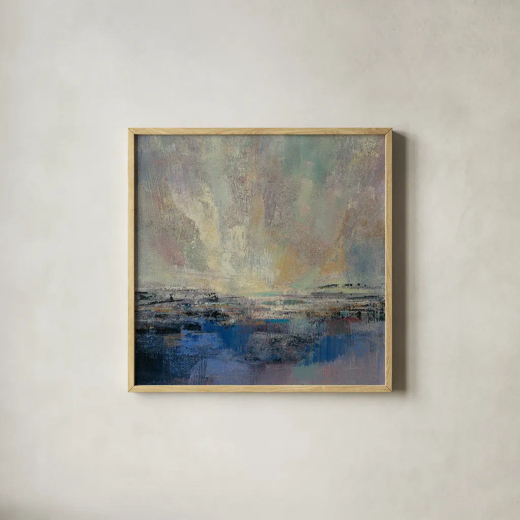 Coastal View II by Silvia Vassileva. Shown in a natural wood glass frame for a timeless modern aesthetic. Available as an archival giclee rolled canvas, fine art paper, or poster print. SKU 60167a.