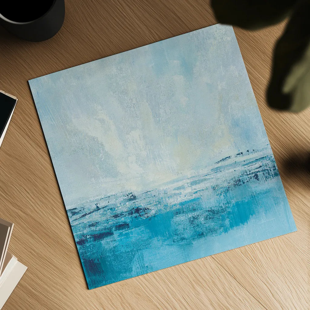 Coastal View II Aqua by Silvia Vassileva. Shown as a detailed flat fine art print, highlighting archival giclee quality. Available as an archival giclee rolled canvas, fine art paper, or poster print. SKU 65024a.