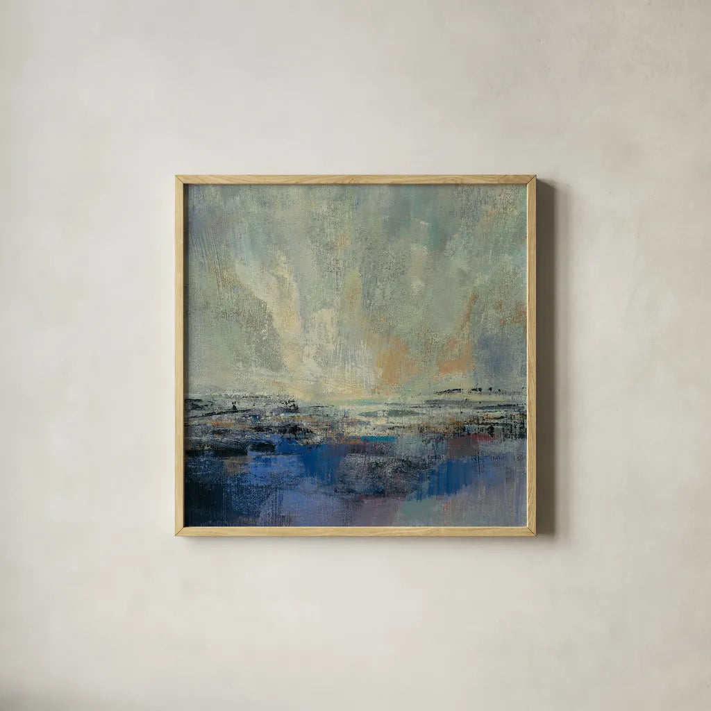 Coastal View II v2 by Silvia Vassileva. Shown in a natural wood glass frame for a timeless modern aesthetic. Available as an archival giclee rolled canvas, fine art paper, or poster print. SKU 61341a.