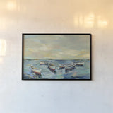 Coastal View of Boats by Silvia Vassileva. shown as a paper print in a black flame. Available as a archival giclee rolled canvas, fine art paper, or poster print. SKU 54378i.