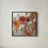 Contemporary Botanical Cream II by Silvia Vassileva. Shown in a sleek black glass frame for a contemporary gallery look. Available as an archival giclee rolled canvas, fine art paper, or poster print. SKU 26500a.