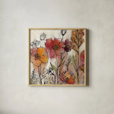 Contemporary Botanical Cream II by Silvia Vassileva. Shown in a natural wood glass frame for a timeless modern aesthetic. Available as an archival giclee rolled canvas, fine art paper, or poster print. SKU 26500a.