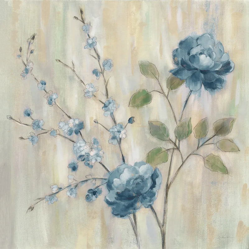 Contemporary Chinoiserie Blue by Silvia Vassileva. SKU 65021a. Archival Giclee Fine art print for wall decor.