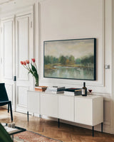 Cool Spring Day by Silvia Vassileva. shown as a framed stretched canvas in a living room above a console. Available as a archival giclee rolled canvas, fine art paper, or poster print. SKU 67431i.