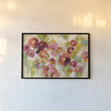 Coral and Emerald Garden I by Silvia Vassileva. shown as a paper print in a black flame. Available as a archival giclee rolled canvas, fine art paper, or poster print. SKU 21588i.