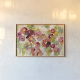 Coral and Emerald Garden I by Silvia Vassileva. shown as a paper print in a natural frame. Available as a archival giclee rolled canvas, fine art paper, or poster print. SKU 21588i.