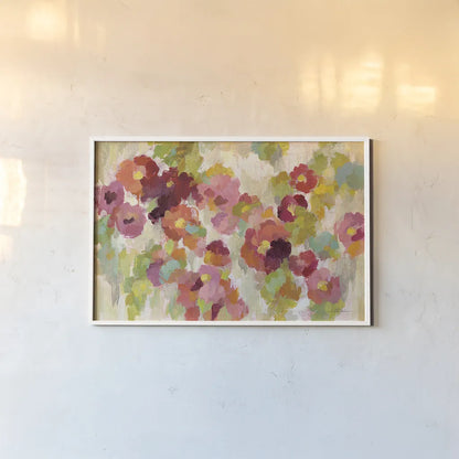 Coral and Emerald Garden I by Silvia Vassileva. shown as a paper print in a white frame. Available as a archival giclee rolled canvas, fine art paper, or poster print. SKU 21588i.