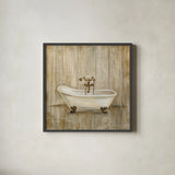 Cottage Bathroom I by Silvia Vassileva. Shown in a sleek black glass frame for a contemporary gallery look. Available as an archival giclee rolled canvas, fine art paper, or poster print. SKU 49259a.