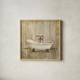 Cottage Bathroom I by Silvia Vassileva. Shown in a natural wood glass frame for a timeless modern aesthetic. Available as an archival giclee rolled canvas, fine art paper, or poster print. SKU 49259a.