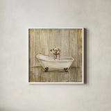 Cottage Bathroom I by Silvia Vassileva. Shown in a crisp white glass frame for a clean and minimalist style. Available as an archival giclee rolled canvas, fine art paper, or poster print. SKU 49259a.