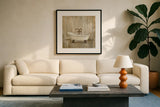 Cottage Bathroom I by Silvia Vassileva. Displayed in a glass frame with matte in a clean modern living room. Available as an archival giclee rolled canvas, fine art paper, or poster print. SKU 49259a.