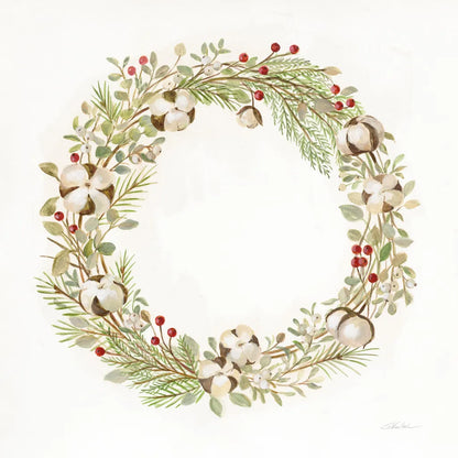 Cotton Wreath by Silvia Vassileva. SKU 65237a. Archival Giclee Fine art print for wall decor.