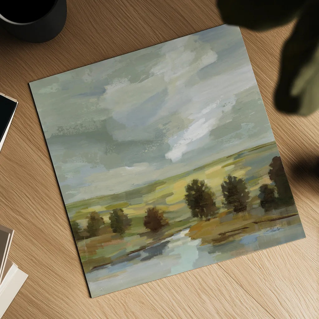 Country Landscape by Silvia Vassileva. Shown as a detailed flat fine art print, highlighting archival giclee quality. Available as an archival giclee rolled canvas, fine art paper, or poster print. SKU 68576a.