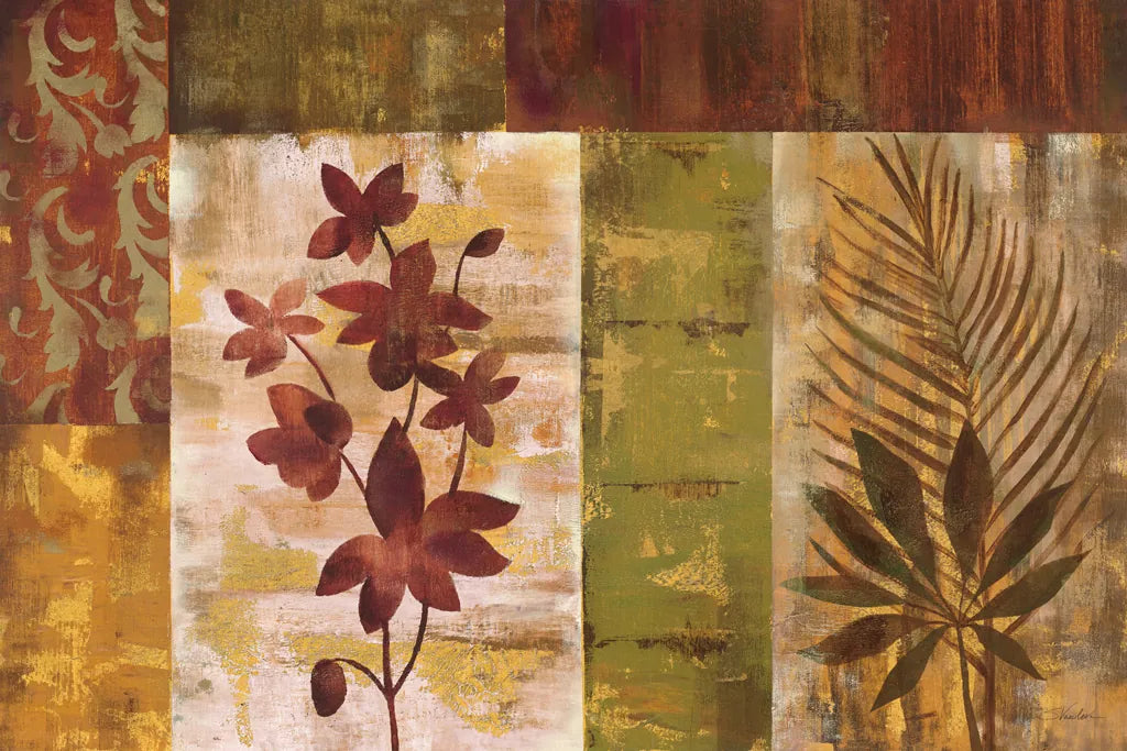 Crimson Orchid and Fern by Silvia Vassileva. SKU 3811i. Archival Giclee Fine art print for wall decor.