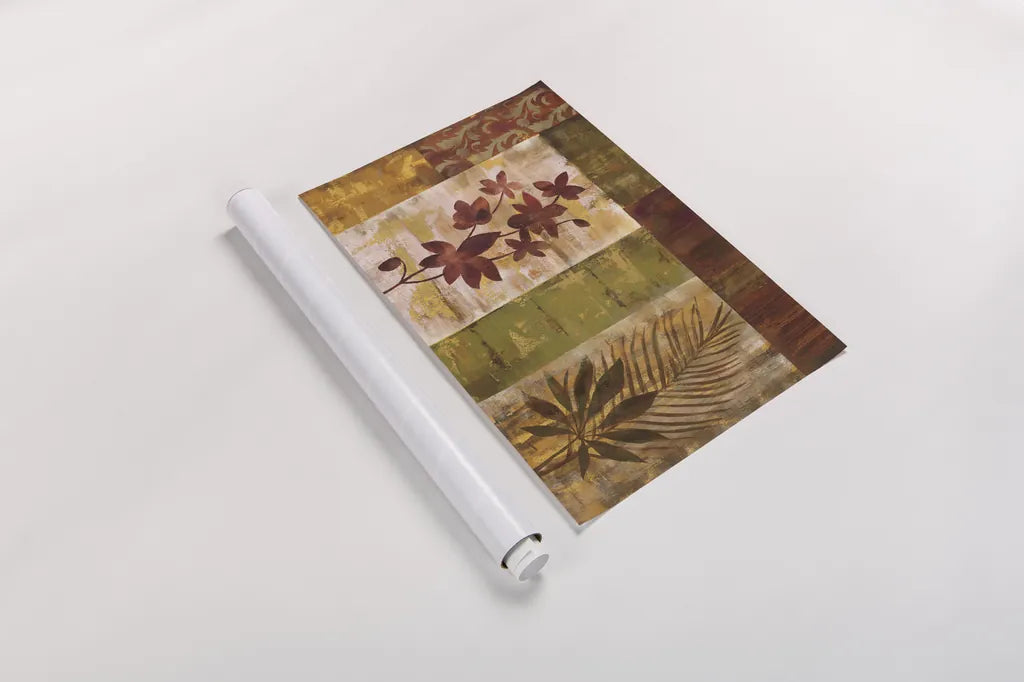 Crimson Orchid and Fern by Silvia Vassileva. shown as a rolled paper print. Available as archival giclee rolled canvas, fine art paper, or poster print. SKU 3811i.