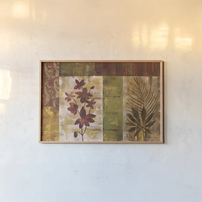 Crimson Orchid and Fern by Silvia Vassileva. shown as a paper print in a natural frame. Available as a archival giclee rolled canvas, fine art paper, or poster print. SKU 3811i.