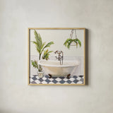 Crisp Cottage Bathroom I by Silvia Vassileva. Shown in a natural wood glass frame for a timeless modern aesthetic. Available as an archival giclee rolled canvas, fine art paper, or poster print. SKU 82837a.