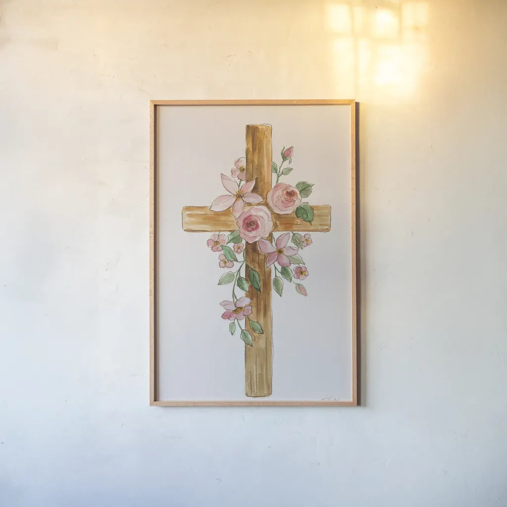 Cross II by Silvia Vassileva. shown as a paper print in a natural frame. Available as a archival giclee rolled canvas, fine art paper, or poster print. SKU 94431h.