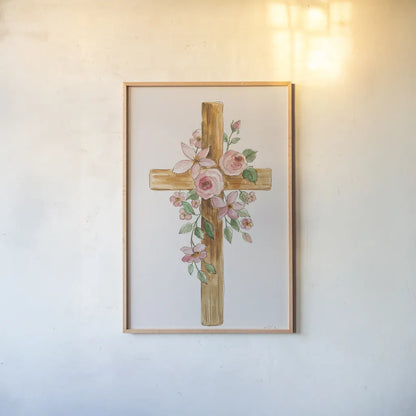 Cross II by Silvia Vassileva. shown as a paper print in a natural frame. Available as a archival giclee rolled canvas, fine art paper, or poster print. SKU 94431h.