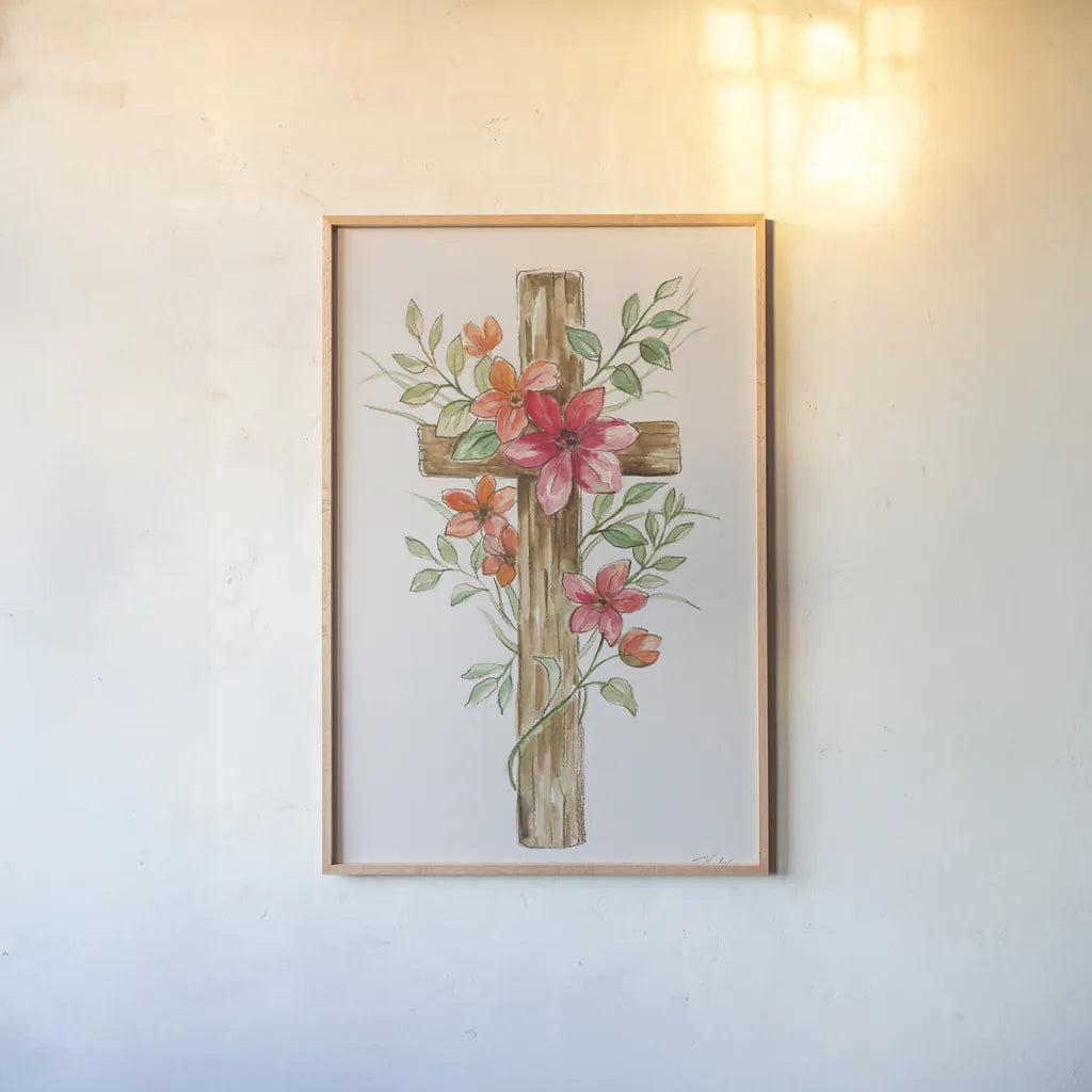 Cross III by Silvia Vassileva. shown as a paper print in a natural frame. Available as a archival giclee rolled canvas, fine art paper, or poster print. SKU 94432h.