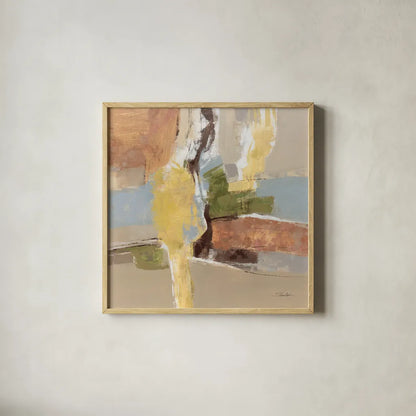 Crossing the River by Silvia Vassileva. Shown in a natural wood glass frame for a timeless modern aesthetic. Available as an archival giclee rolled canvas, fine art paper, or poster print. SKU 87403a.