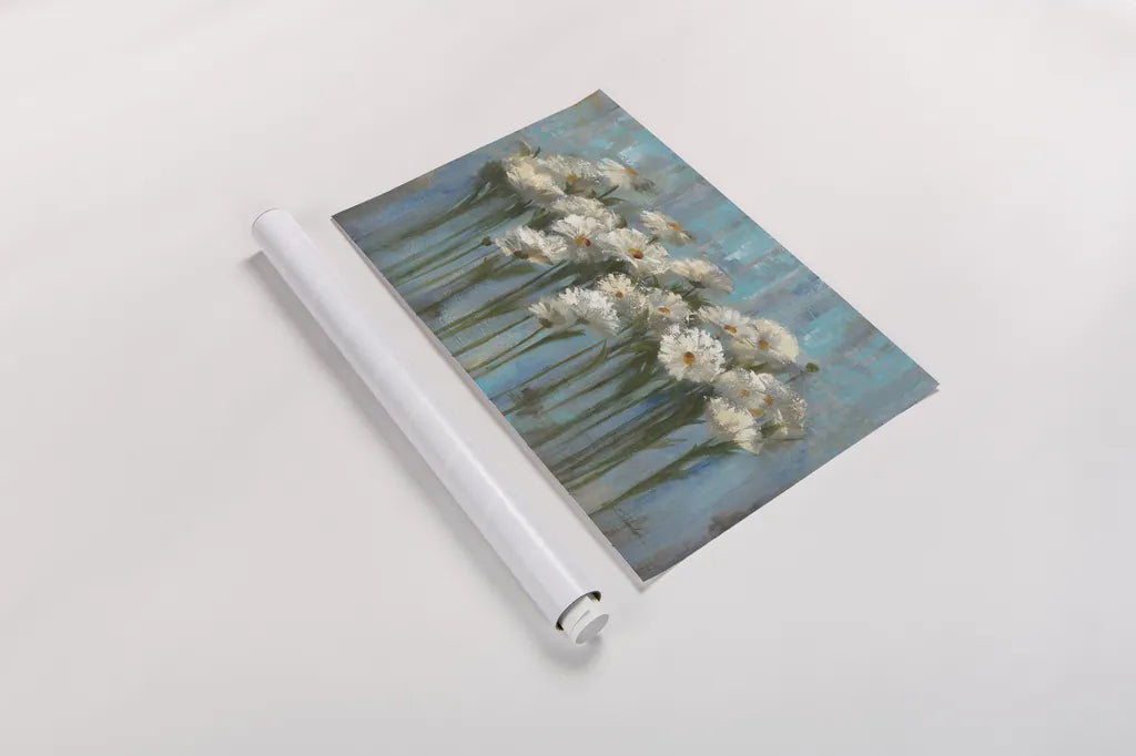 Daisies by the Lake by Silvia Vassileva. shown as a rolled paper print. Available as archival giclee rolled canvas, fine art paper, or poster print. SKU 61012i.