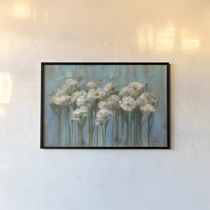 Daisies by the Lake by Silvia Vassileva. shown as a paper print in a black flame. Available as a archival giclee rolled canvas, fine art paper, or poster print. SKU 61012i.